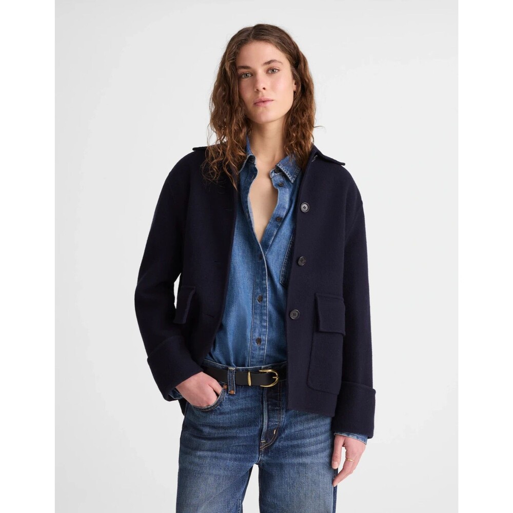 Madewell Double-Faced Chore Jacket Womens M Navy Italian Wool Blend NZ223 NWT